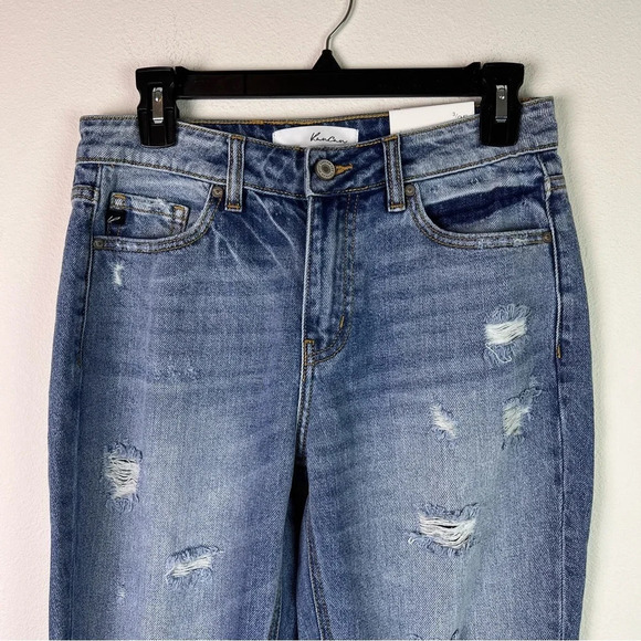 KanCan Relaxed Fit Jeans Size 25 Distressed Denim Blue Medium Wash NWT Ripped - Picture 2 of 11